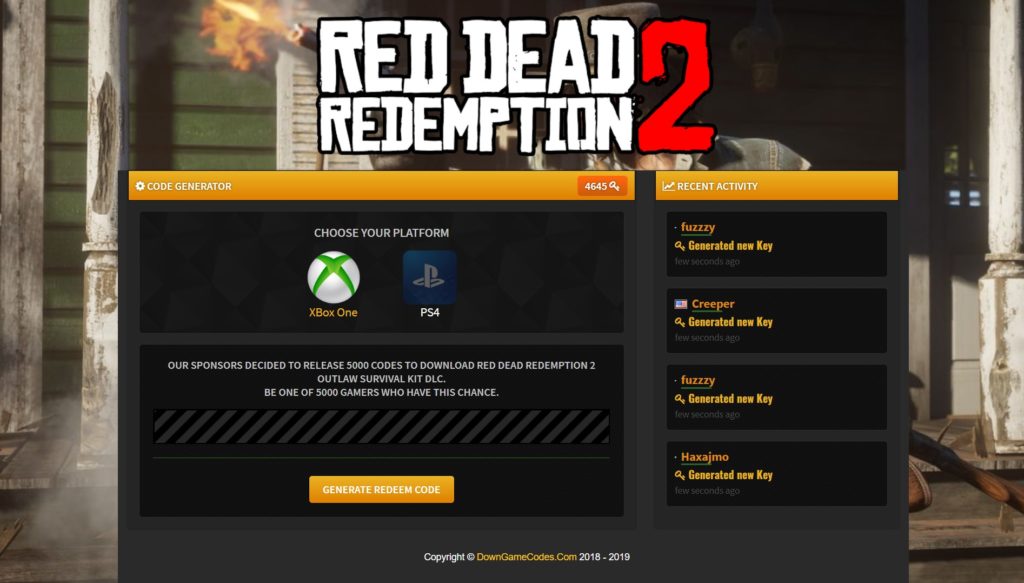 red dead redemption 2 code generator